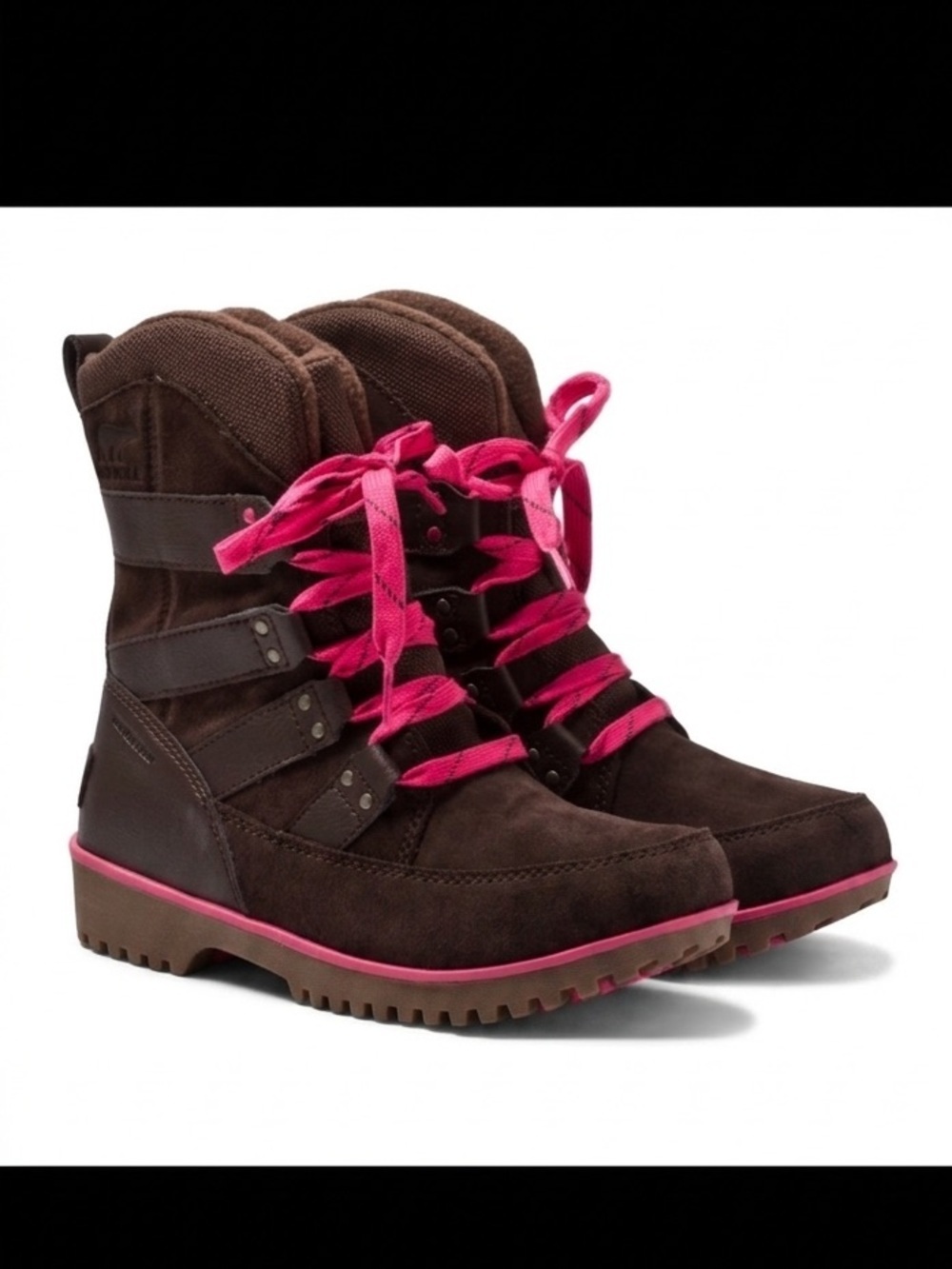 Sorel Meadow Waterproof Winter Boots Girls Size 4 Brown Pink Lace Up⁠